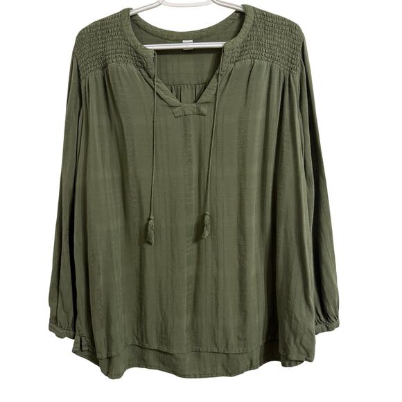 Old Navy Green Women’s Size Large Blouse Long Sleeve Shirt Top Business - Picture 1 of 5